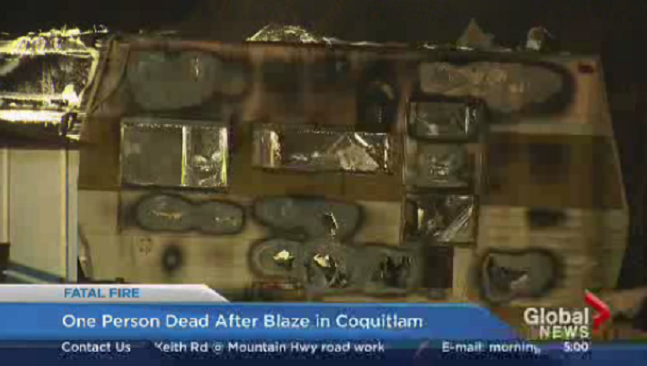 One person is dead after a fire in Coquitlam on Jan.19, 2016.