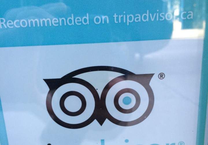 The Tripadvisor sign in question measures 7.5 cm by 7.5 cm, Wednesday, January 27, 2016.