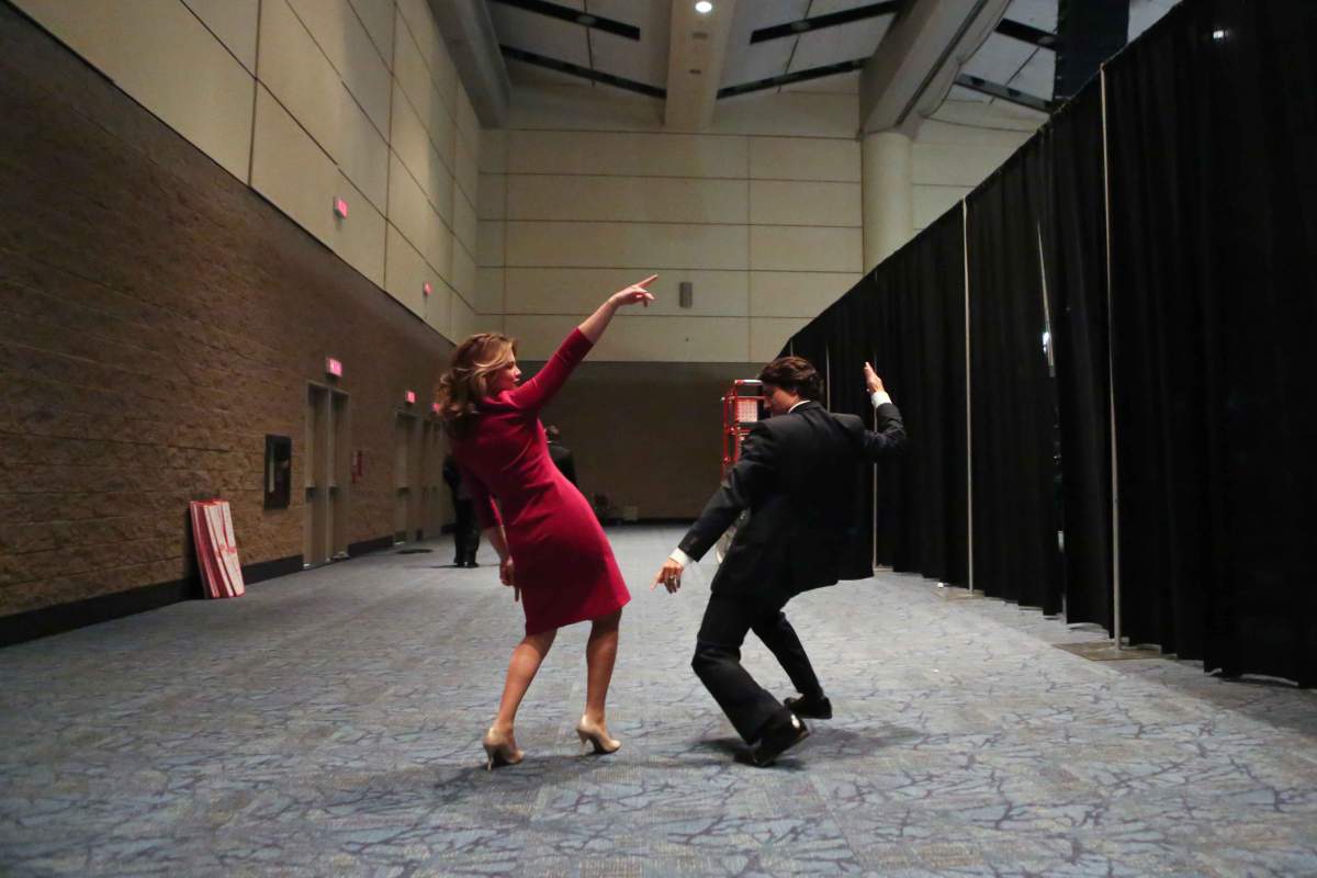 Trudeau and his wife celebrate