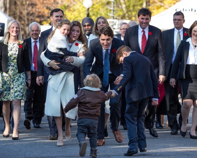 Trudeau children at swearing-in
