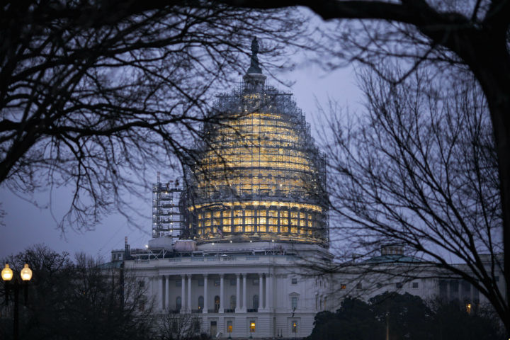 The Capitol Dome in Washington is illuminated early Friday, Jan. 8.. President Barack Obama will give his final State of the Union address Tuesday night before a Congress where both the Senate and the House are controlled by Republicans.