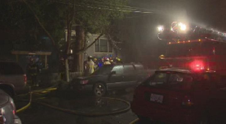 Crews fight a fire that broke out in east Vancouver on New Year's Day.