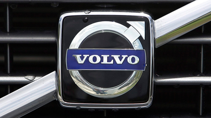 The Volvo logo on the front grille is shown in Miami, Tuesday, July 21, 2009. 