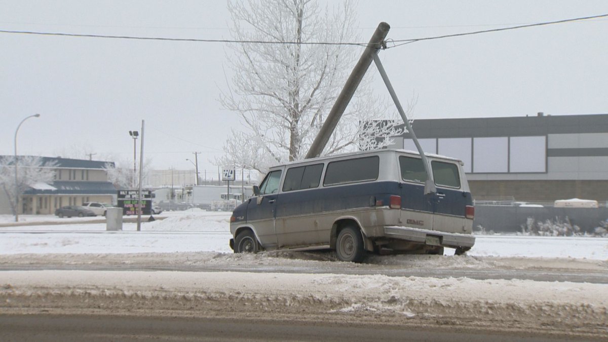 An investigation has revealed that the van was heading westbound on Ross Ave. when the driver lost control and hit the power pole.