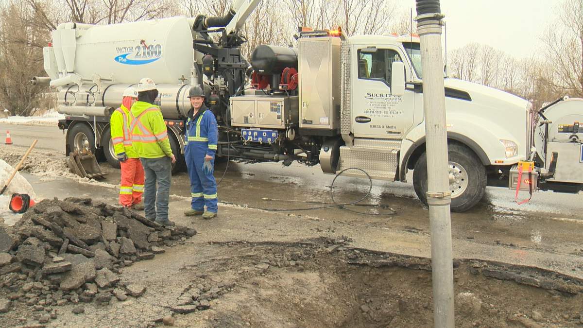 Sinkhole caused by broken water line almost swallows West Kelowna car - image