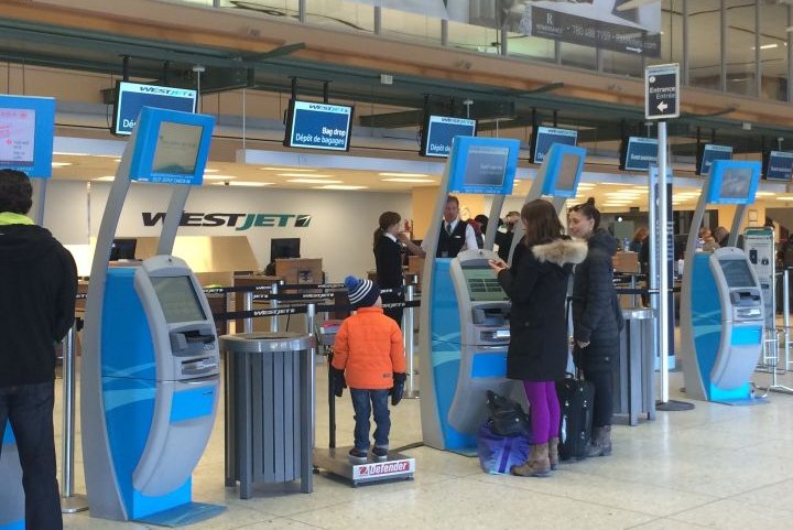 The WestJet check in at the Edmonton International Airport Monday, Jan. 25, 2016.