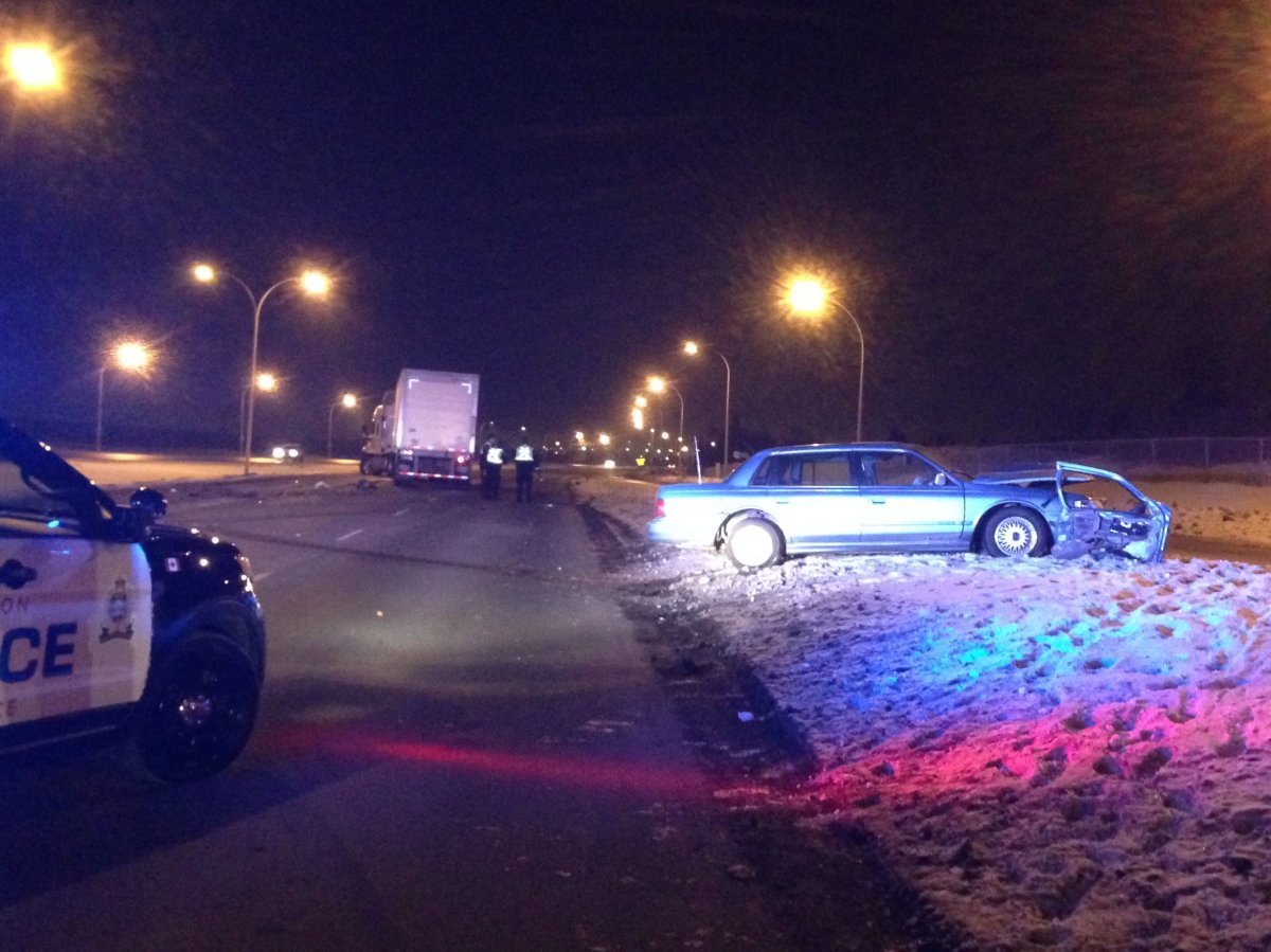 One person was sent to hospital with serious injuries after a collision on Yellowhead in Edmonton, Tuesday, Jan. 5, 2016. 