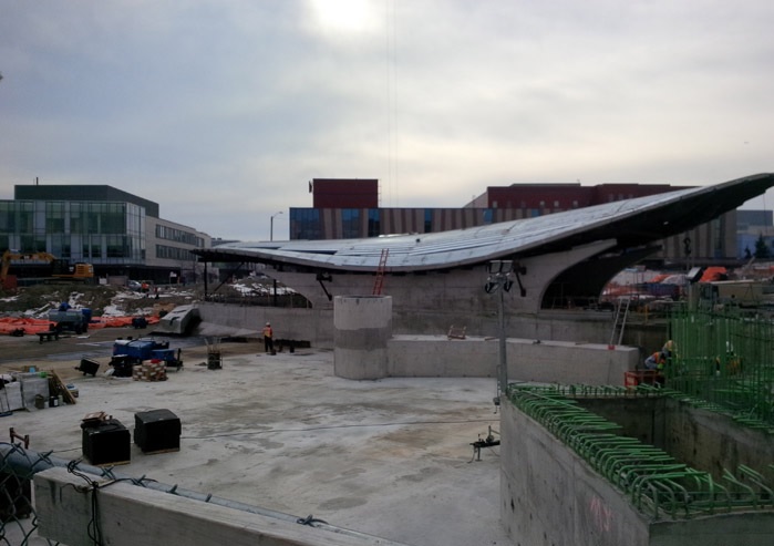York University Station under construction on Dec. 22, 2015.