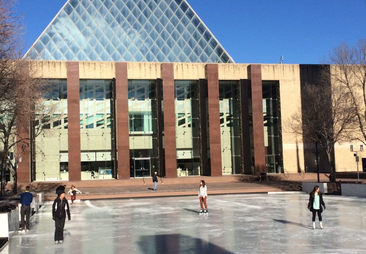 Skaters at Edmonton City Hall Feb. 2016.