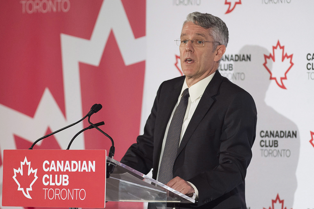 CRTC Chairman Jean-Pierre Blais speaks at the The Canadian Club of Toronto in Toronto on Wednesday, February 17, 2016.