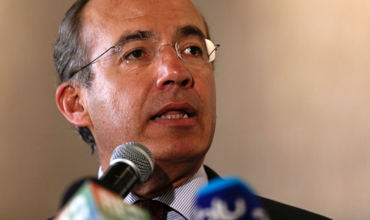 Mexico's former President Felipe Calderon speaks at a joint press conference one day before the Summit of the Americas in Panama City. Calderon on Saturday, Feb. 27, 2016,  joined his predecessor in office in unloading on Donald Trump, calling the Republican front-runners campaign racist and saying his discourse on immigration was sowing anti-American hate around the world. .
