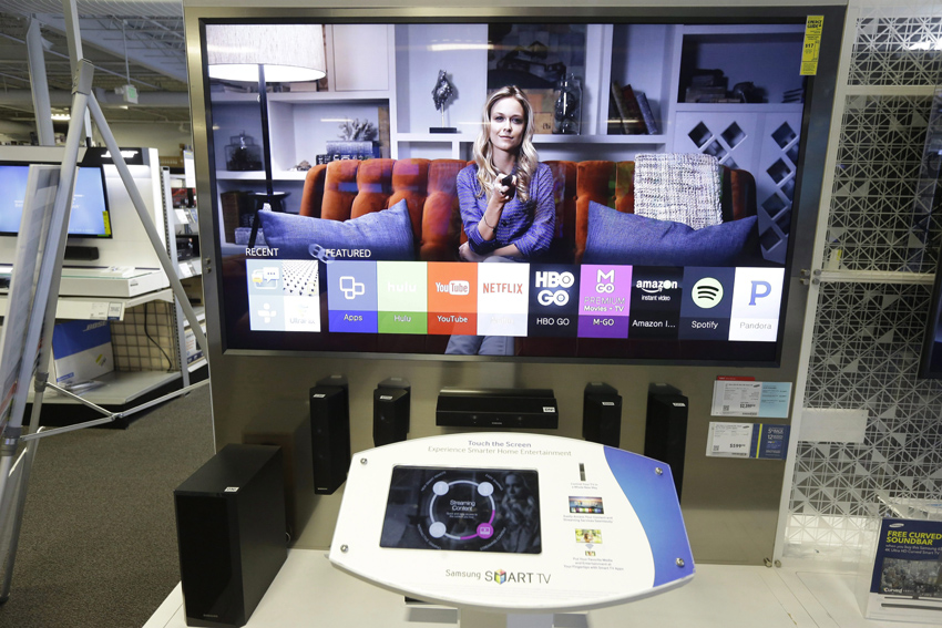 A Samsung Smart TV is displayed for sale in Sacramento, Calif.
