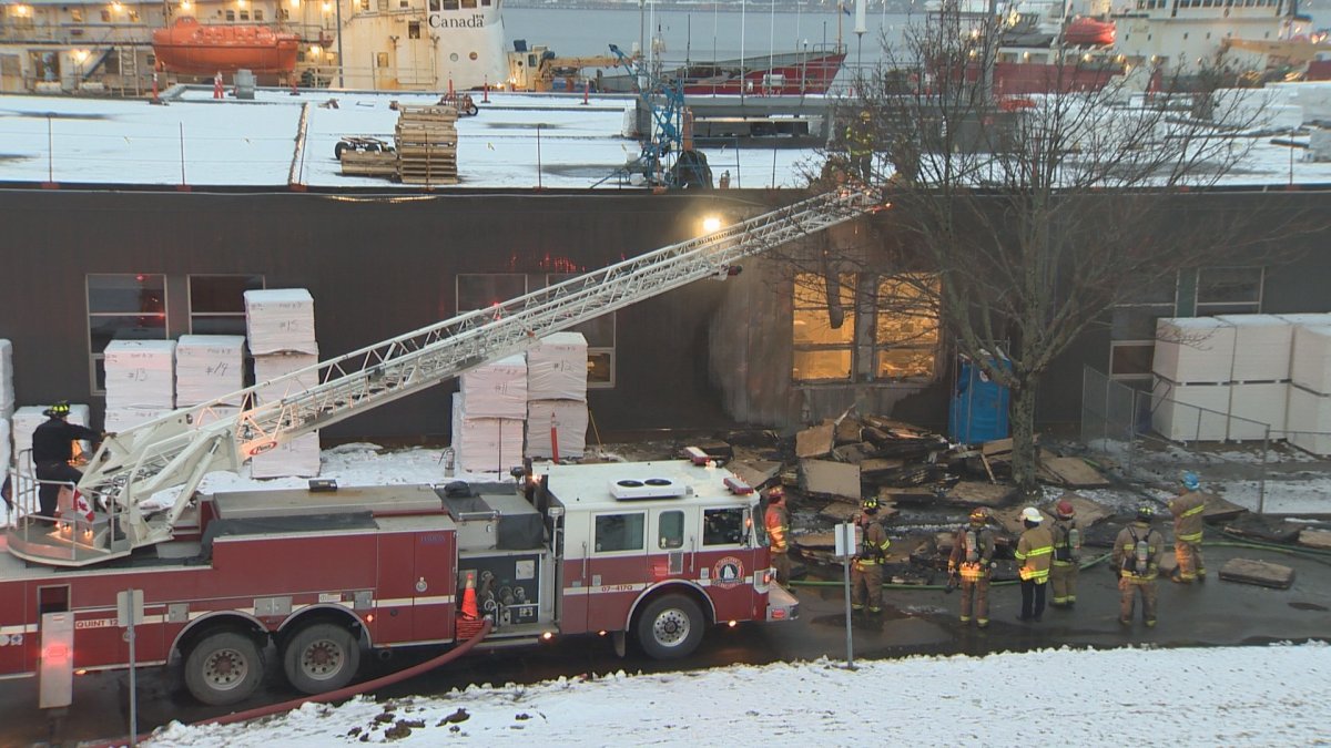Firefighters fight the blaze at the BIO facility in Bedford on Sunday, January 31. 