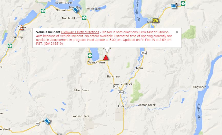 Highway 1 reopened near Salmon Arm - image