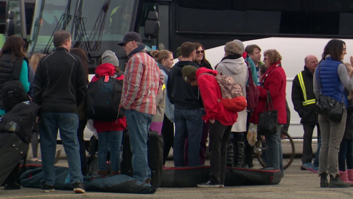 Buses left from McMahon Stadium Saturday morning, heading to Medicine Hat for the games.