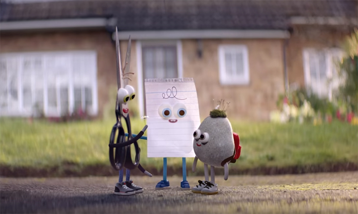Starring rock, paper and scissors, the commercial – which doesn't actually show any Android phones or products – highlights how even the most unlikely people can come together to be friends.
