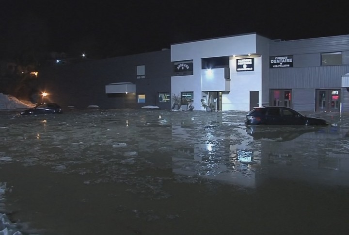 Heavy rainfall caused major flooding in Beauceville, Friday, February 26, 2016.