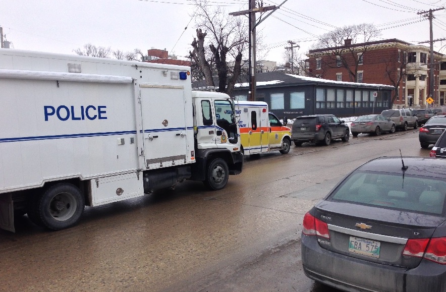 The Winnipeg police Bomb Unit on scene at Peterson King on River Avenue in 2016.