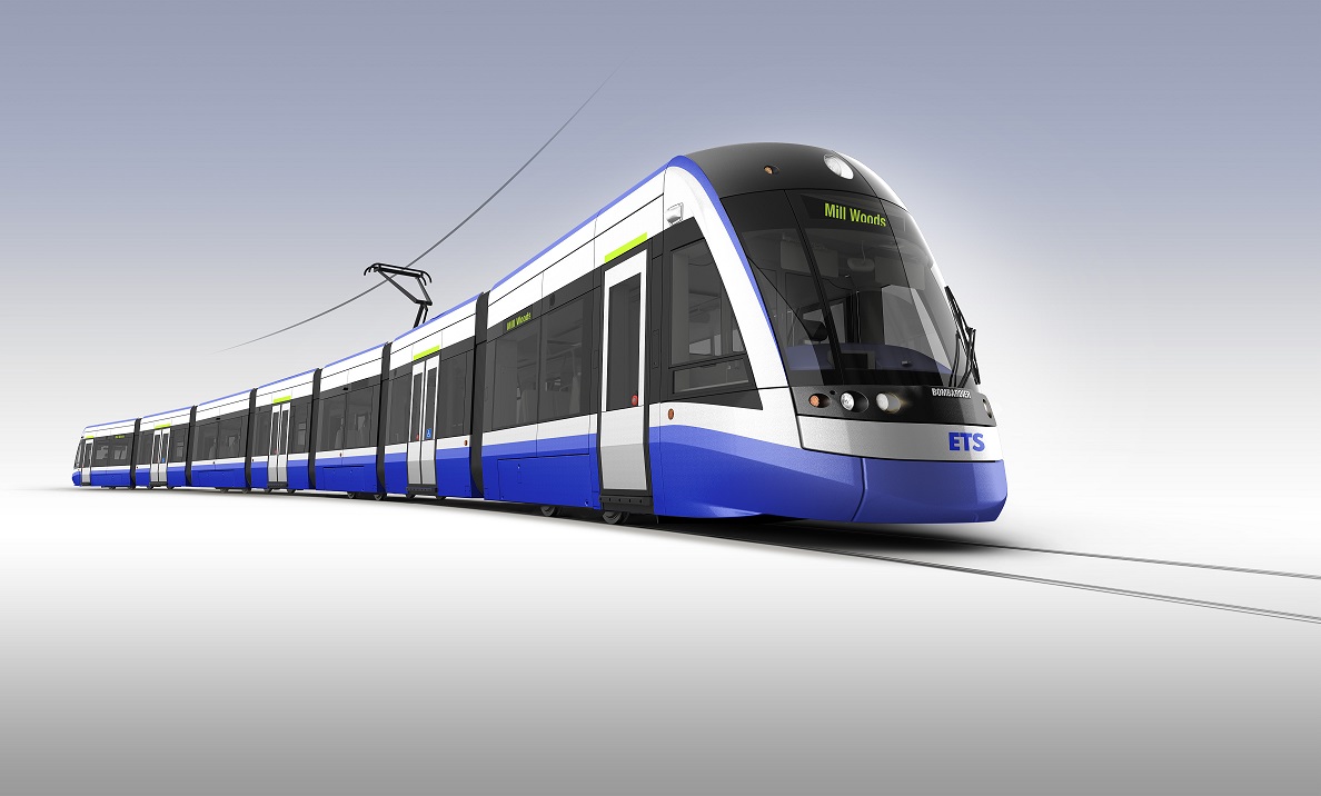 Artistic rendering from Bombardier of the low floor trains that will be used on Edmonton's Valley LRT Line. 