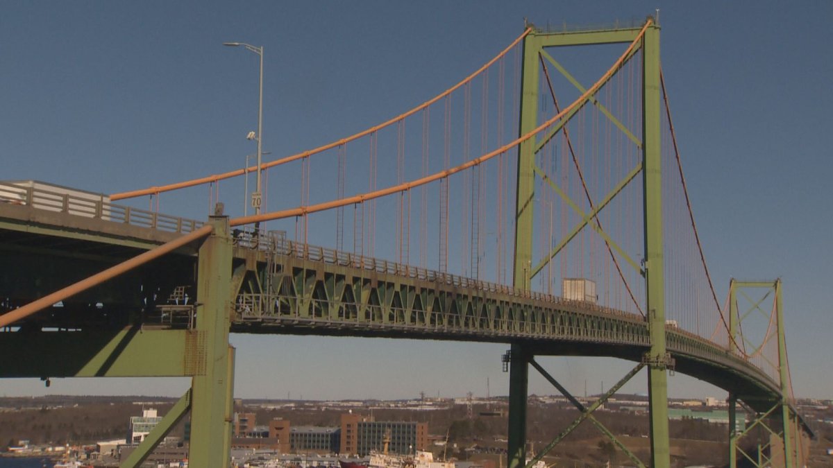 The A. Murray MacKay Bridge seen from Halifax.
