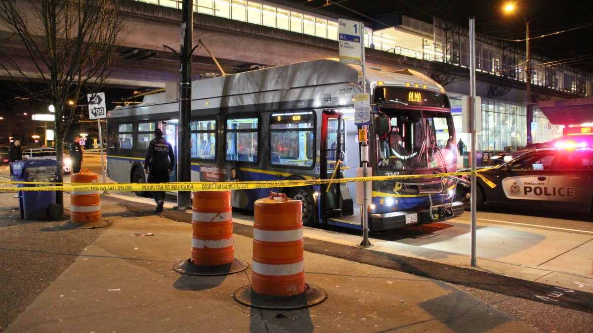 A transit bus was behind police tape in East Vancouver this morning.