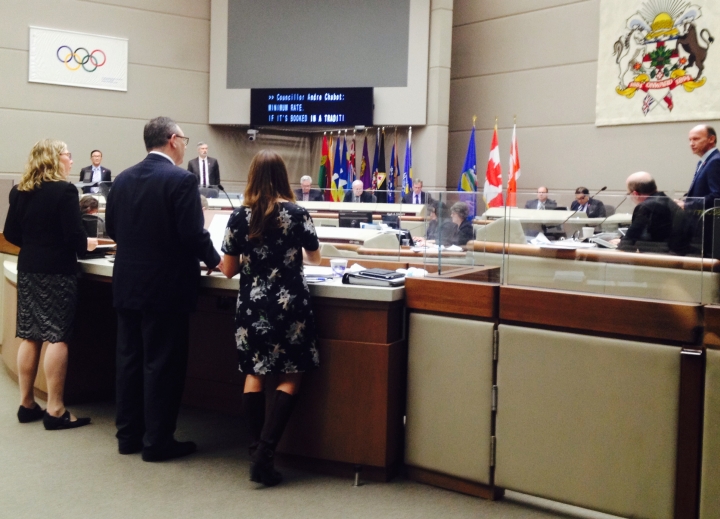 Calgary city livery representatives at a council meeting Feb 22, 2016