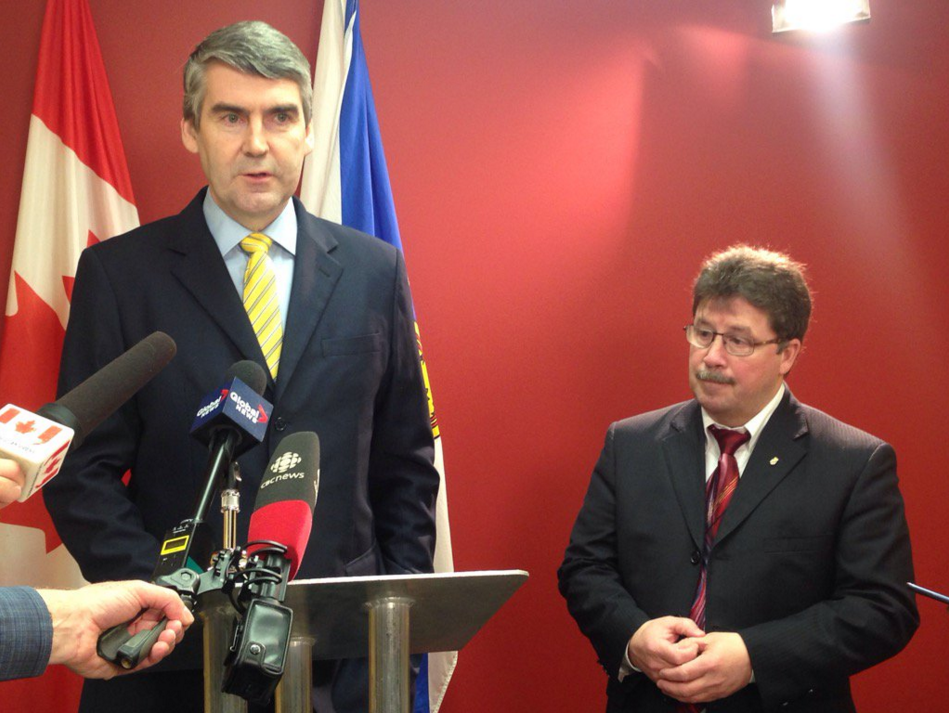 Premier Stephen McNeil welcomed MLA Chuck Porter to the Nova Scotia Liberal Caucus on Feb. 17, 2016.