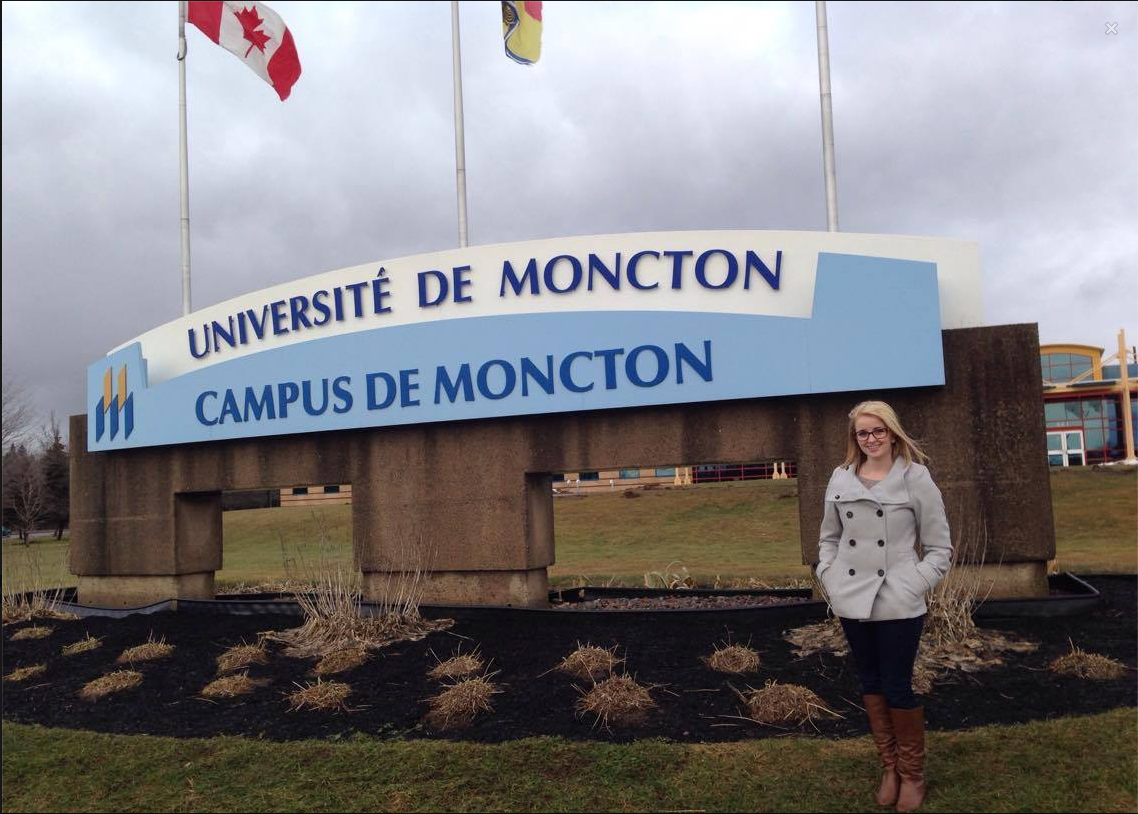 Corina Stiles is pictured here in front of the Université de Moncton campus in Moncton, N.B. 