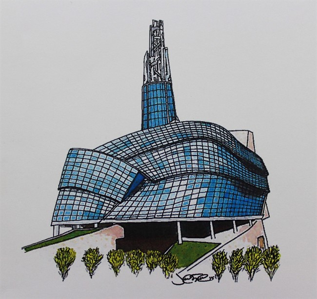The Canadian Museum For Human Rights is shown in this undated sketch by Justin Trudeau.