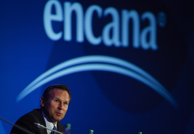 Doug Suttles, president and CEO of Encana, addresses the company's annual meeting in Calgary on May 13, 2014. 