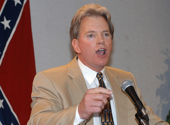 In this May 29, 2004 file photo, former Ku Klux Klan leader David Duke speaks to supporters in Kenner, La. 