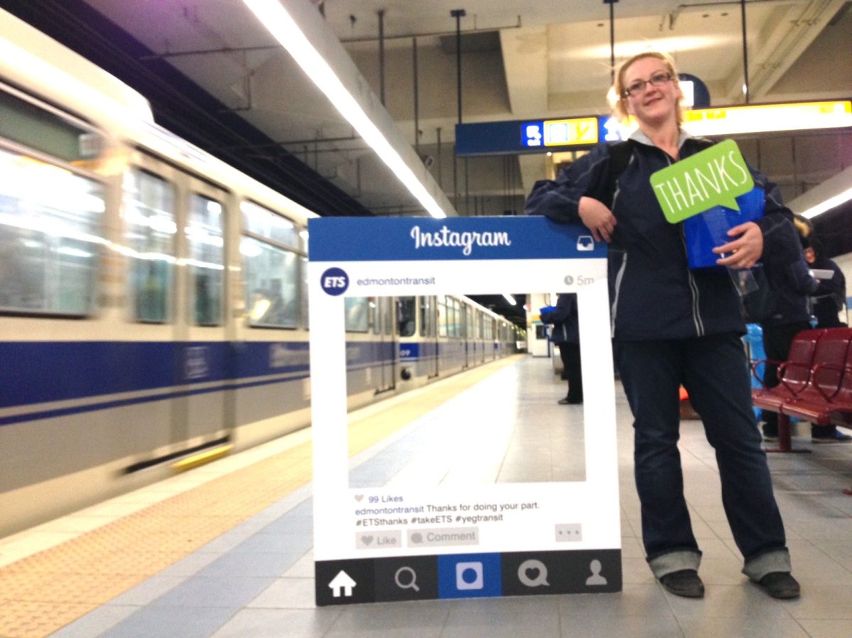 Edmonton Public Transit launches its Thank You Thursdays campaign, Thursday, Feb. 25, 2016. 