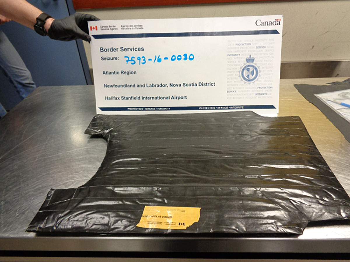 The package of suspected heroine seized at Halifax Stanfield International Airport.