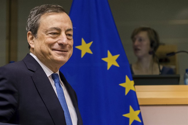 President of the European Central Bank Mario Draghi arrives to address the committee on economic and monetary affairs at the European parliament in Brussels.