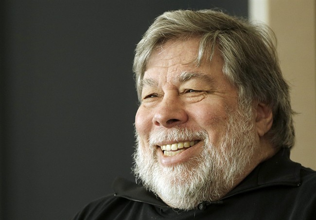 Apple co-founder Steve Wozniak smiles while interviewed in San Francisco, Wednesday, Feb. 10, 2016. Wozniak is helping to create the inaugural Silicon Valley Comic Con, which will be held from March 18-20, 2016, in San Jose, Calif. 