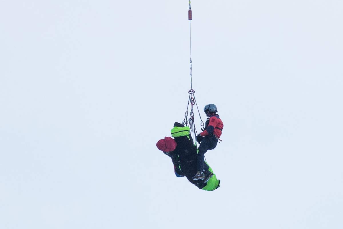 Rescue teams airlift the bodies by helicopter of a group of people buried by an avalanche at the Wattener Lizum, Austria, on February 6, 2016.Five skiers from the Czech Republic were killed in an avalanche in the Austrian alps that also engulfed 12 other people, police said. Police gave no immediate details on the condition of the other casualties in the incident, which occurred around midday in a valley south of Innsbruck in western Austria./ AFP / APA / EXPA/JOHANN GRODER / Austria OUT (Photo credit should read EXPA/JOHANN GRODER/AFP/Getty Images)