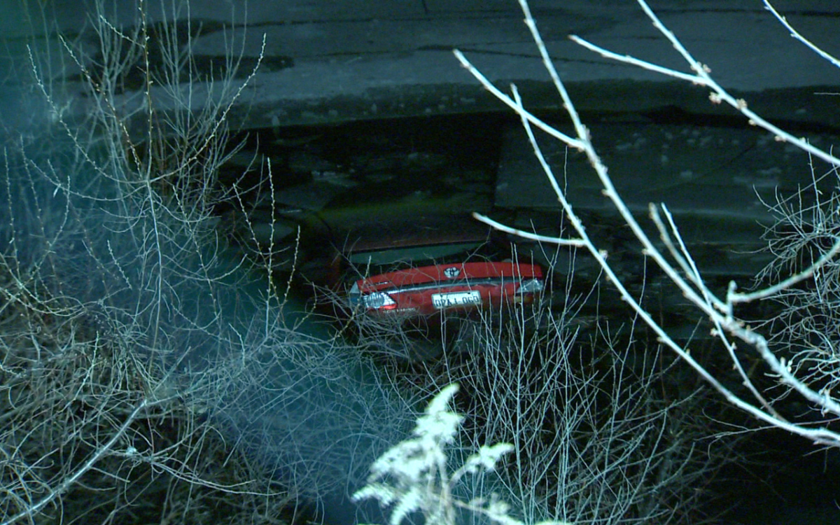 A car was found in a pond at Kennedy Commons in Scarborough on Feb. 11, 2016.