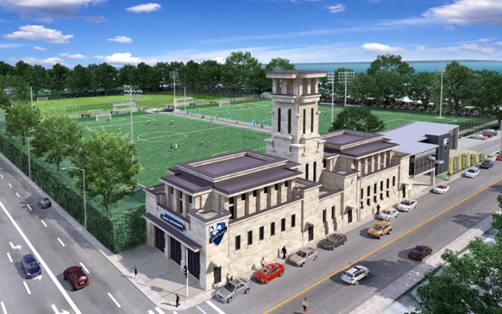 A rendering of the Letourneux firehouse once renovations are complete and it becomes a permanent training centre for the Montreal Impact Academy, Thursday, February 25, 2016.