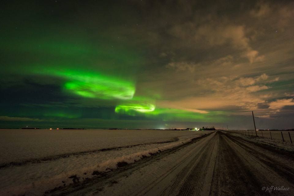 Jeff Wallace captured the northern lights near Morinville, AB around  10:15 PM On Tuesday February 2, 2016.
