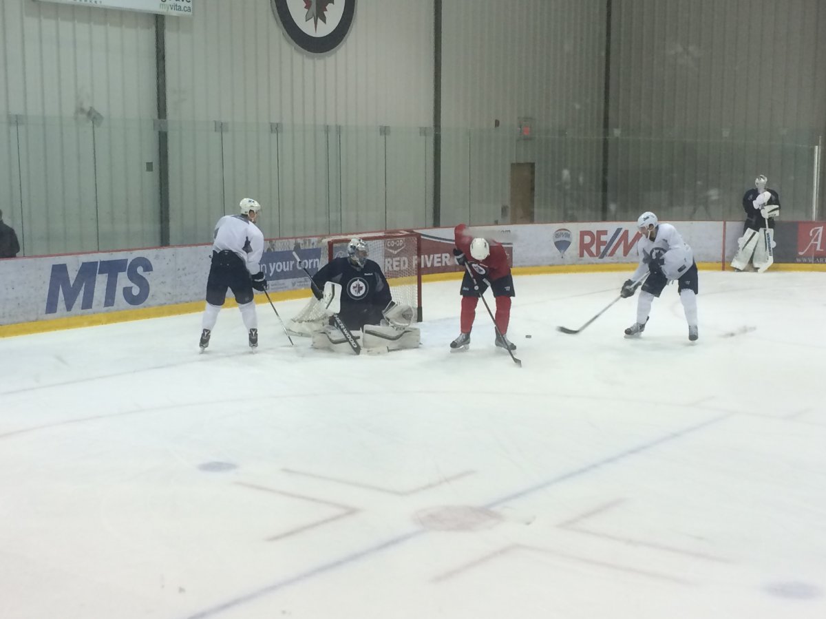 The Winnipeg Jets practice on February 1 at MTS Iceplex.