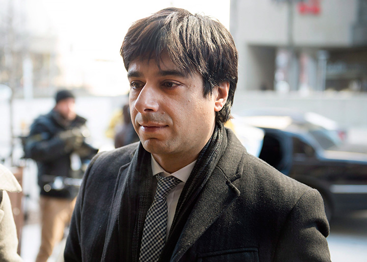 Jian Ghomeshi arrives at a Toronto courthouse Thursday, Feb. 11, 2016 for closing arguments in his sexual assault trial. 