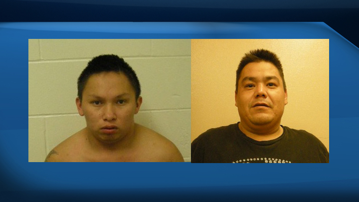 Warren Littlewolfe (left) and Gene Tyler Takakenew (right) are wanted for aggravated assault, forcible confinement, uttering threats and committing an offence for the benefit of a criminal organization.