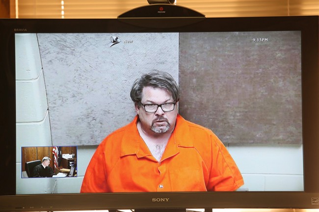Jason Dalton, of Kalamazoo Township, Mich., is arraigned via video Monday, Feb. 22, 2016, in Kalamazoo, Mich. Dalton is charged with multiple counts of murder in a series of random shootings in western Michigan. 