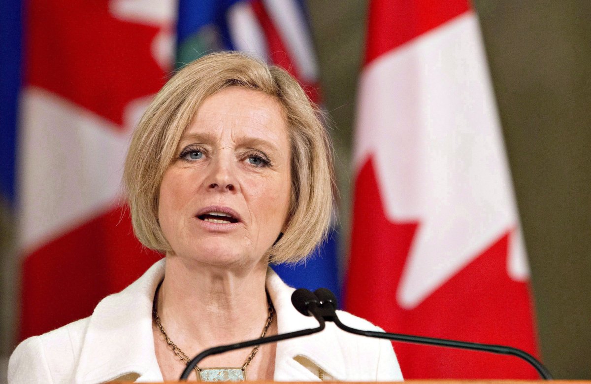 Alberta Premier Rachel Notley speaks to media after meeting with Prime Minister Justin Trudeau in Edmonton Alta, on Wednesday February 3, 2016. 