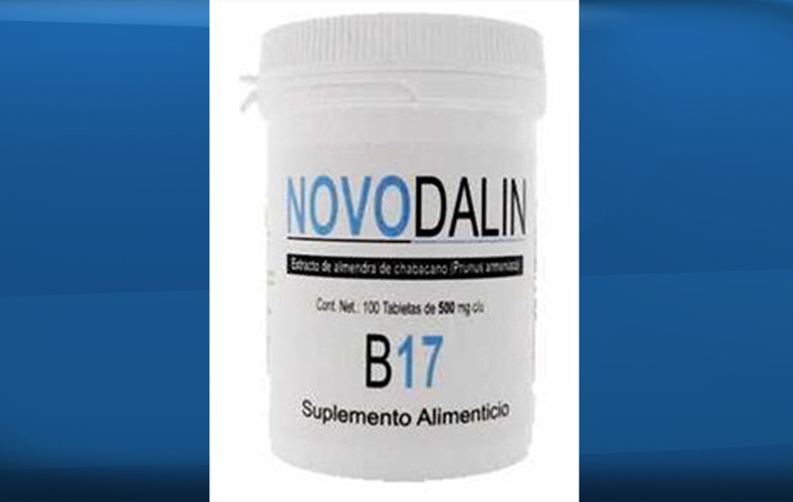 Health Canada issues a warning about Novodalin B17, an unauthorized natural health product claiming to treat cancer, according to the agency, Canadians should stop taking it. 