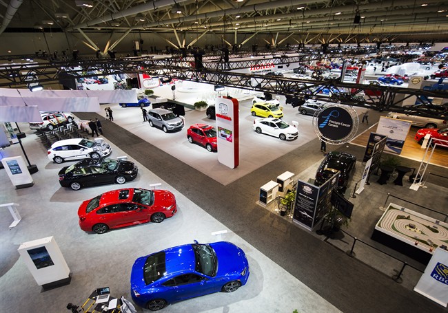 Vehicles are on display at the at the 2016 Canadian International Autoshow in Toronto on Thursday, February 11, 2016. 