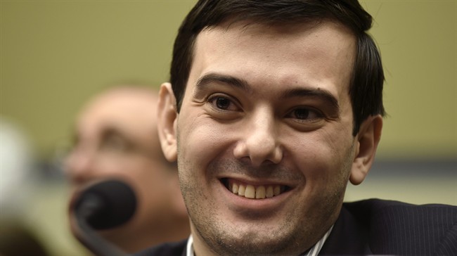FILE - In this Feb. 4, 2016 file photo, Pharmaceutical chief Martin Shkreli smiles on Capitol Hill in Washington during the House Committee on Oversight and Reform Committee hearing on his former company's decision to raise the price of a lifesaving medicine. 
