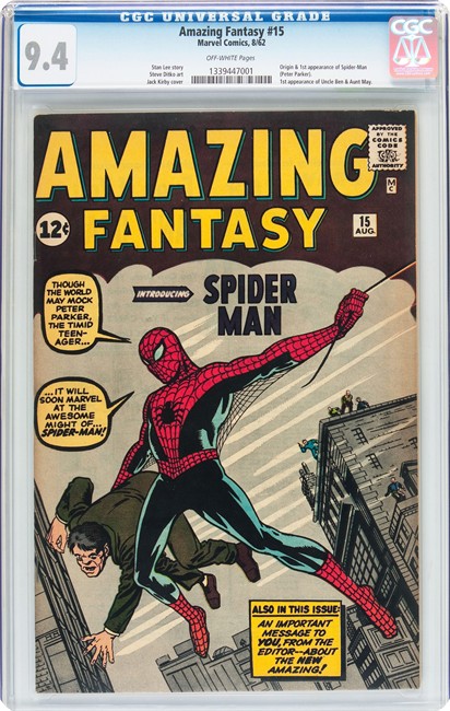 Amazing Fantasy #15 by Marvel Comics marked the first appearance of iconic superhero Spider-Man