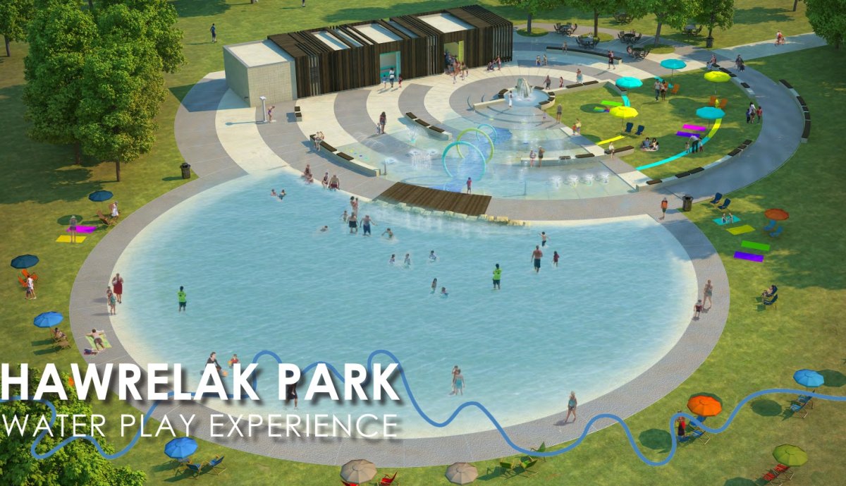 Concept design for urban pool in Hawrelak Park.