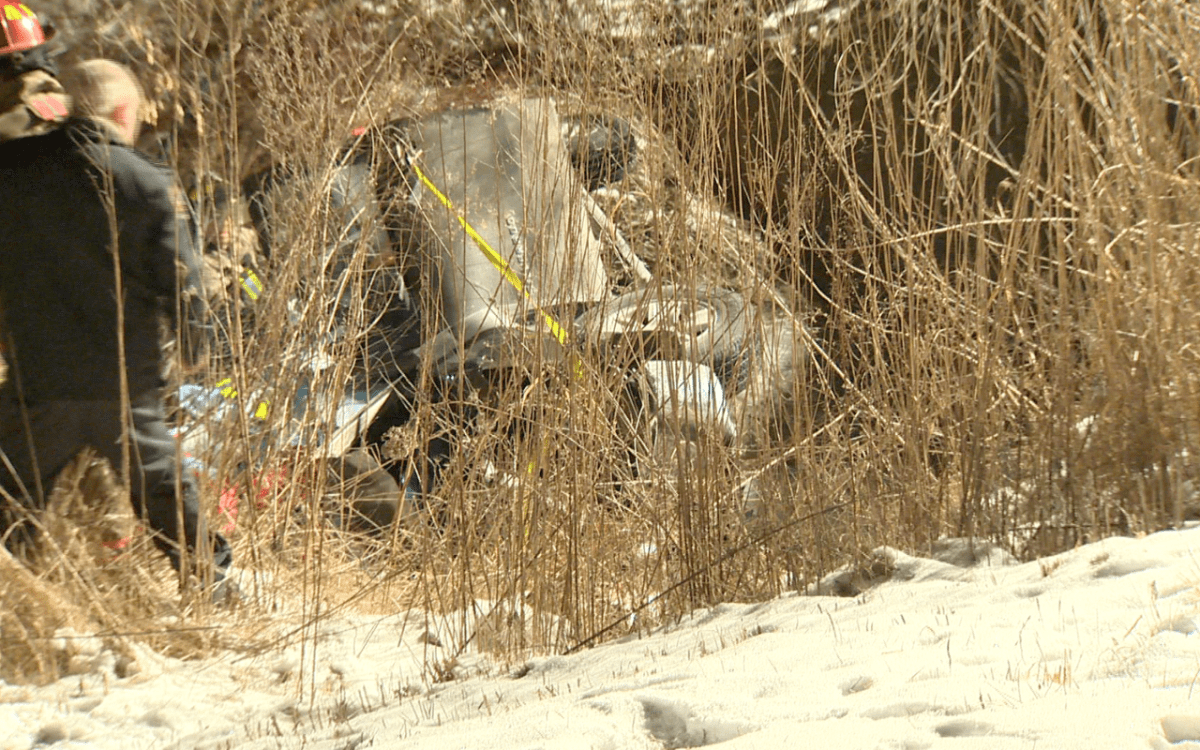 Two people were injured after a pick-up truck rolled into a ravine in east-end Toronto on Feb. 15, 2016.